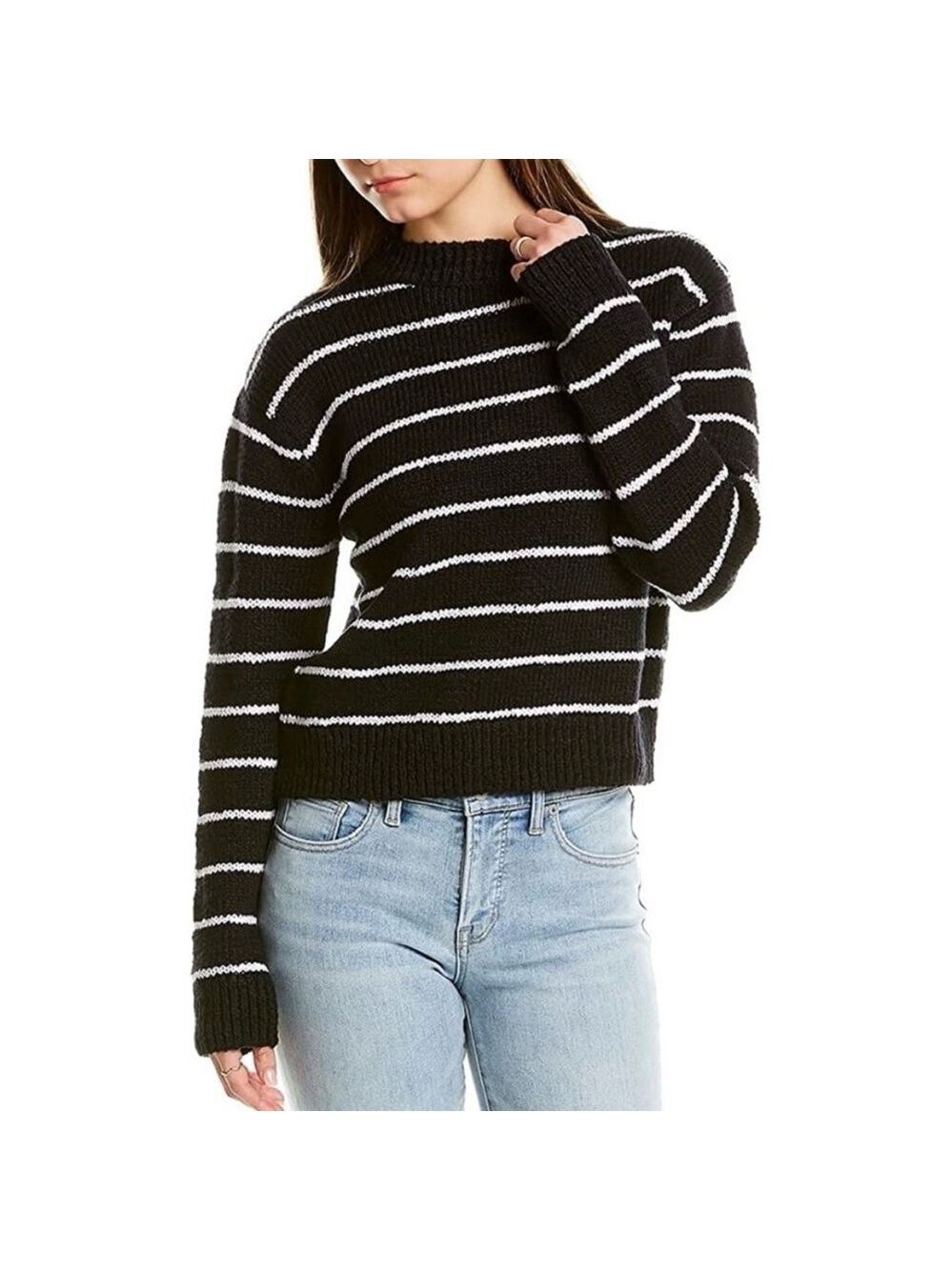 New Vince Black and White Striped Cotton Sweater size XL